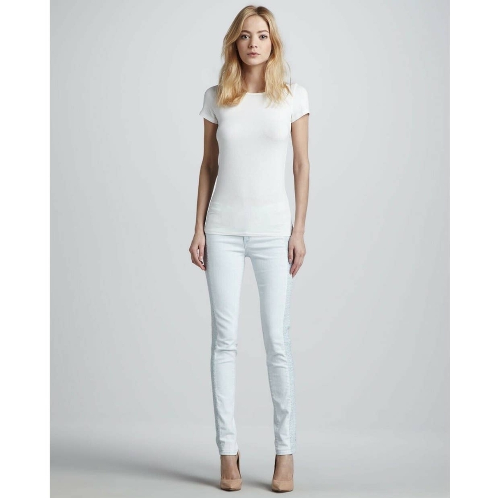 Rag & Bone/JEAN Slim fitted Sachiko Bleachout Size 25 Stretch Denim Crochet Side